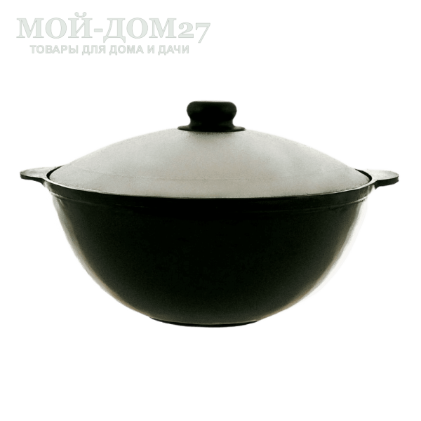 Казан узбекский с крышкой (8 литров с плоским дном)